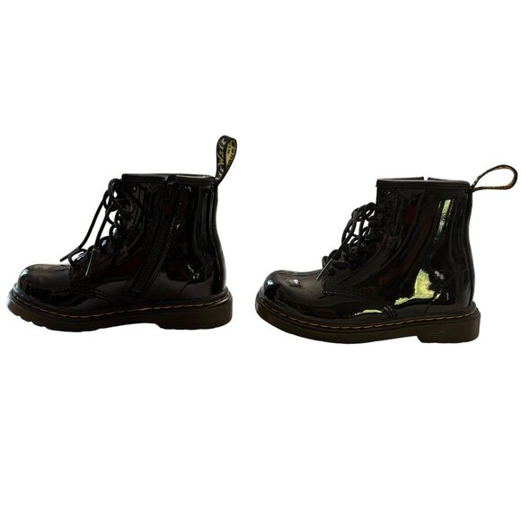 Dr. Martens Youth 1460 Patent Leather Black Boots W/ Side Zipper Size 7UK / 8 US - Picture 4 of 14